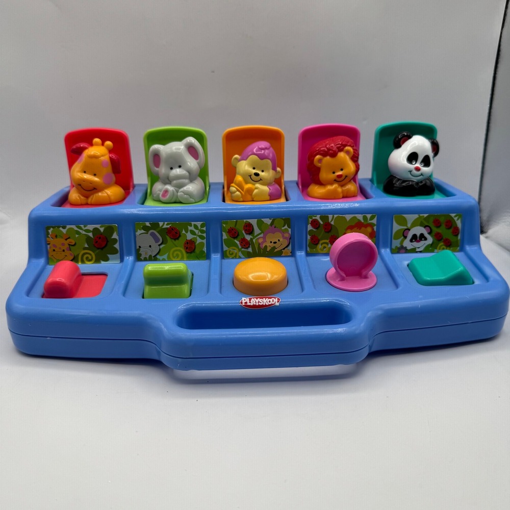 Playskool Busy Poppin Pals Kids Toy Blue 1995 Vintage Animals Numbers 02191